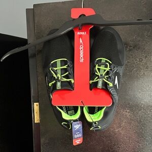 Speedo Black Water Shoes with Neon Green Laces